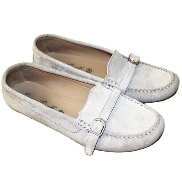 ENZO TESOTI Genuine Suede Leather Loafers in Grey, Made in Spain - Size 39 (8.5) - Picture 1 of 10